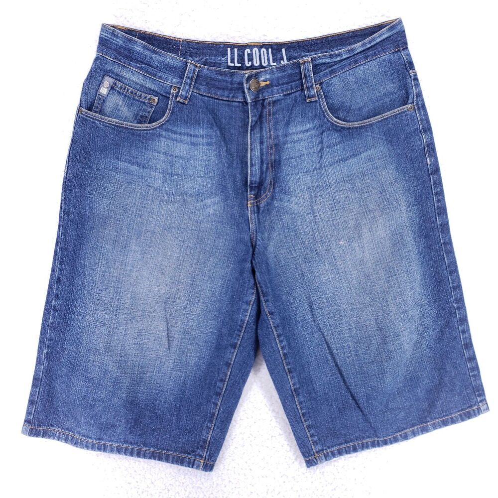 LL Cool J Jean Shorts Denim Cotton Mens SZ 36 Blue Straight VTG Baggy 90s Y2K